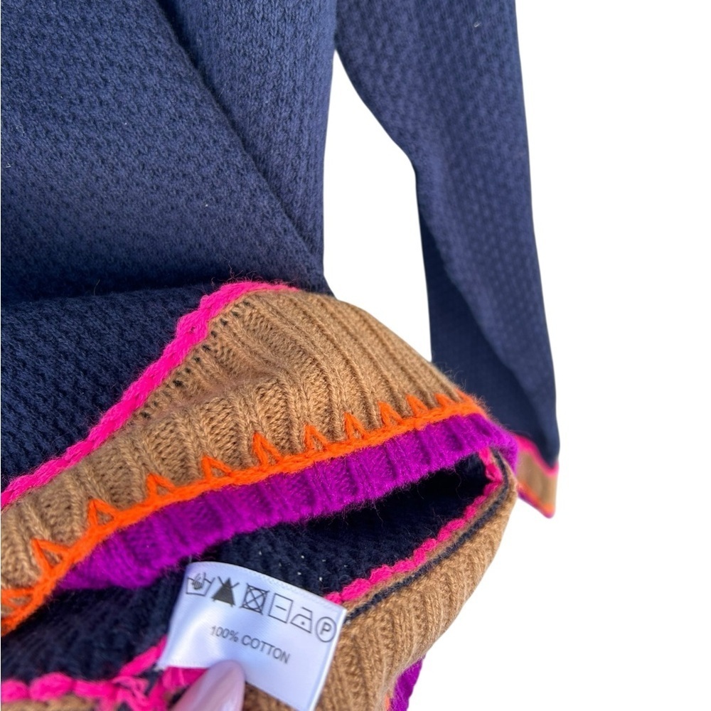 Lisa Todd Border Order Sweater - 100% Cotton - Size Small - Whipstitch Detail - Picture 6 of 9